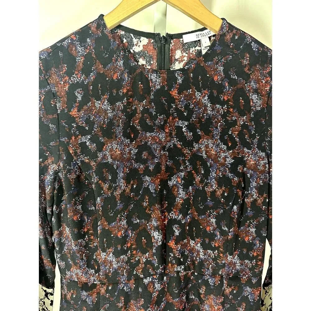 DEREK LAM 10 CROSBY Women's Bell Sleeve Allover Print Mini Dress Black Size 6